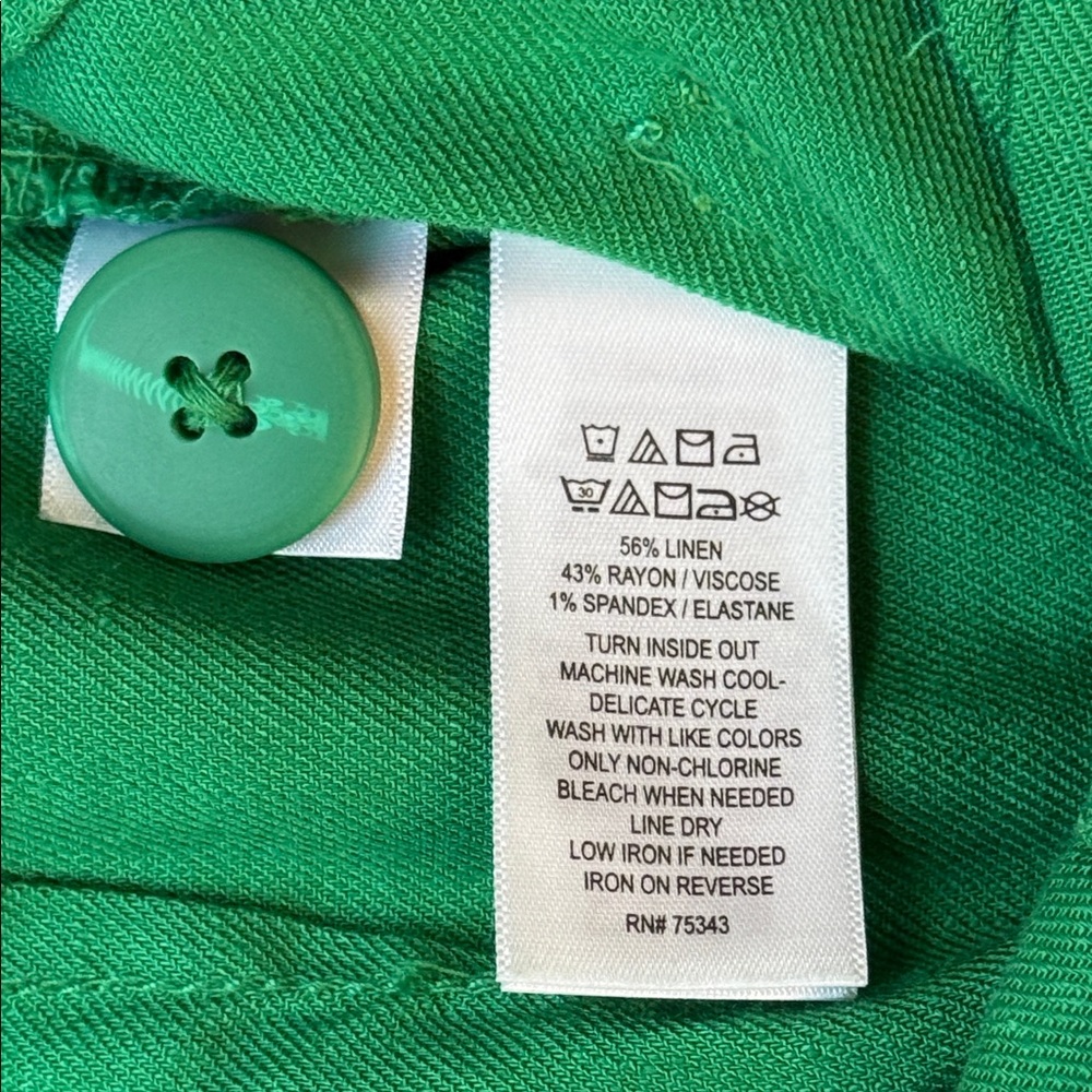 NWT Nicole Miller Green Linen Pants - Picture 7 of 7